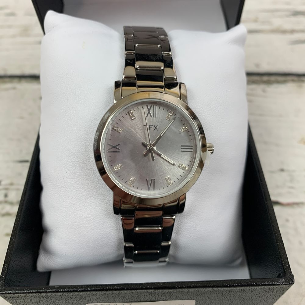 TFX by‎ Bulova Silver-Tone Stainless Steel Watch 36t117 Crystal Markers